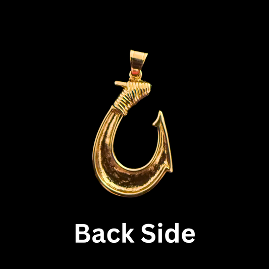 14K Gold Fishing Hook Pendant