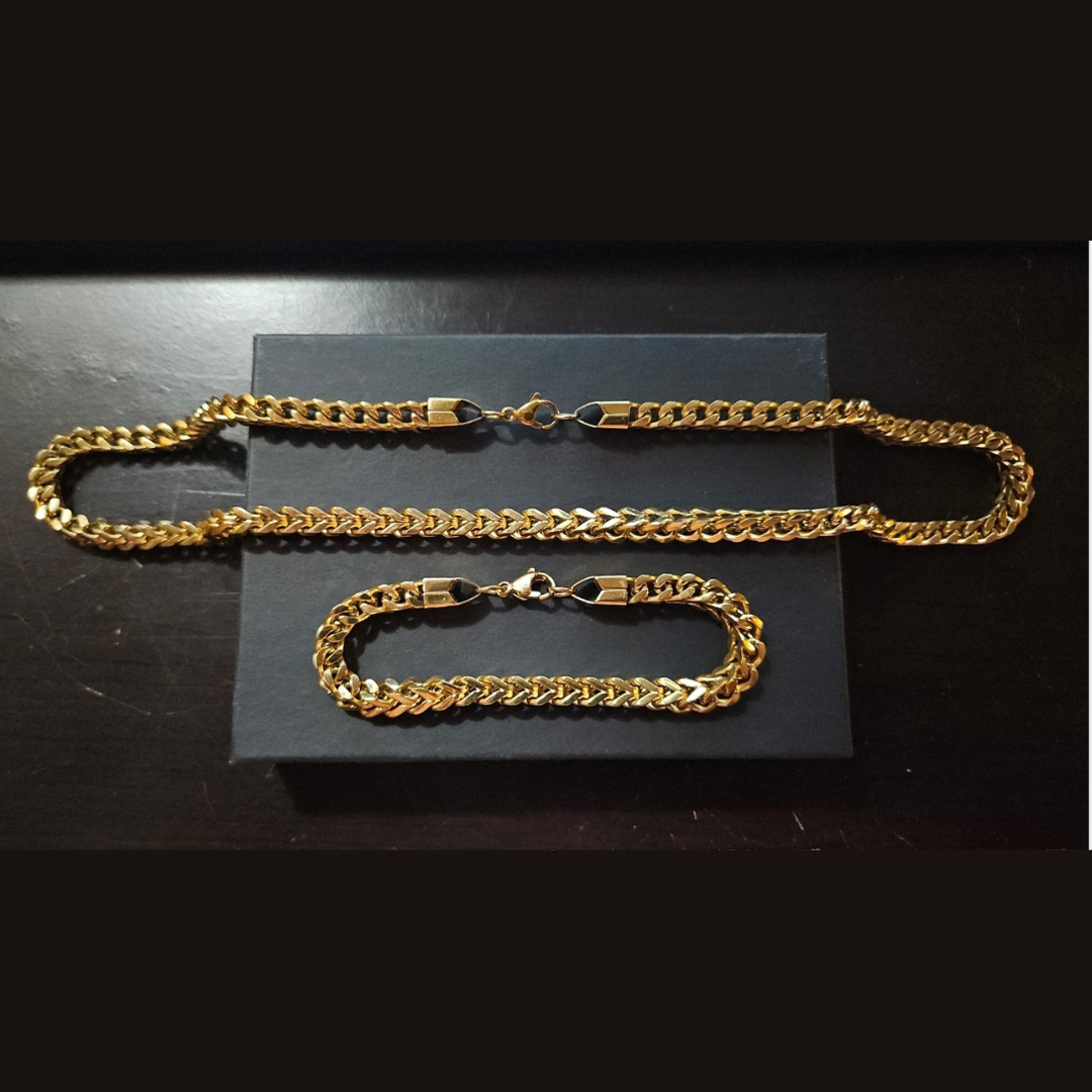 18K Gold Franco Chain & Bracelet Set - 6MM