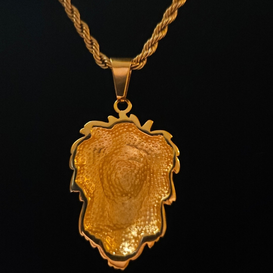 18K Gold Iced Lion's Head Pendant