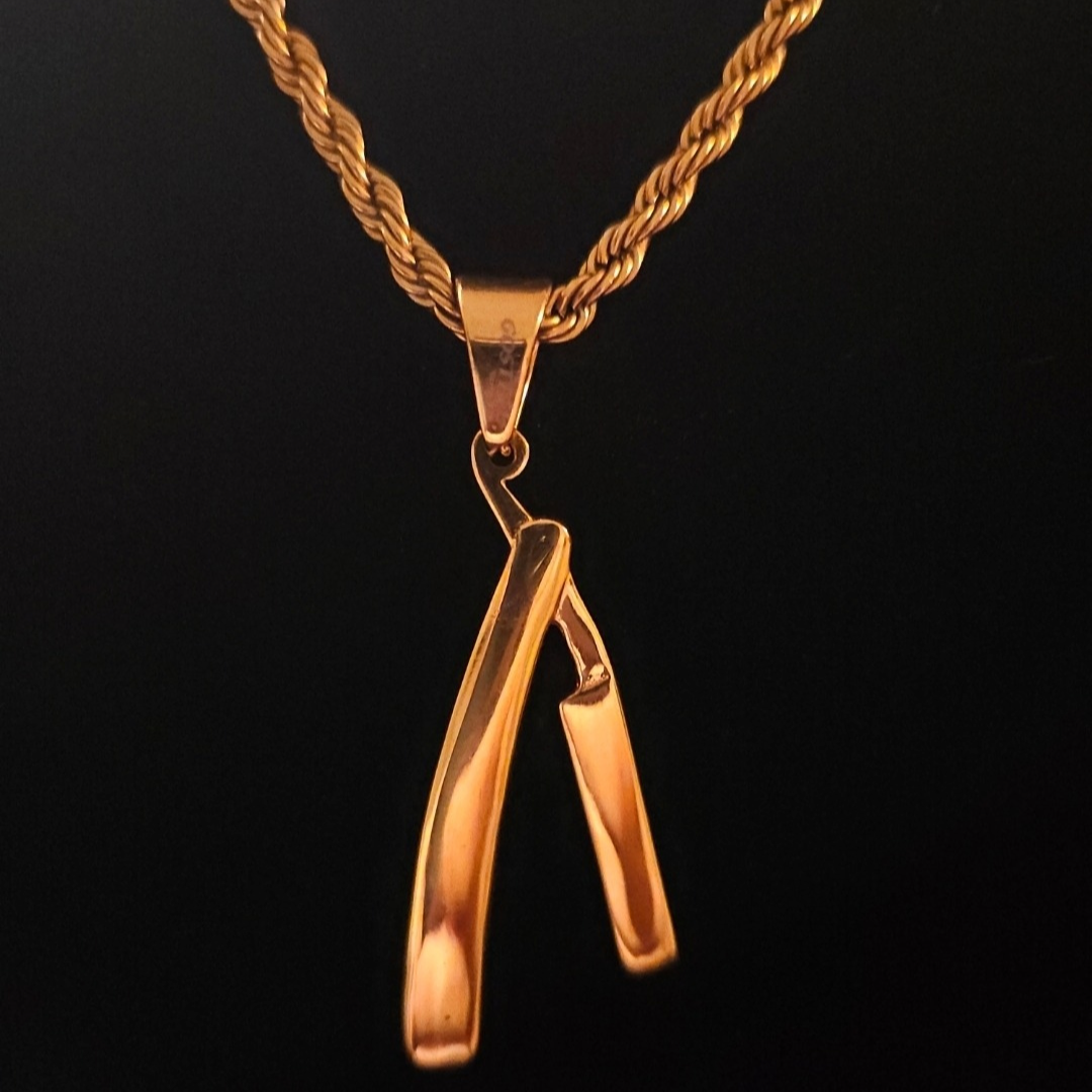 18K gold Iced Razor Pendant