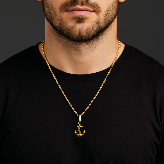 14K Gold Anchor Pendant