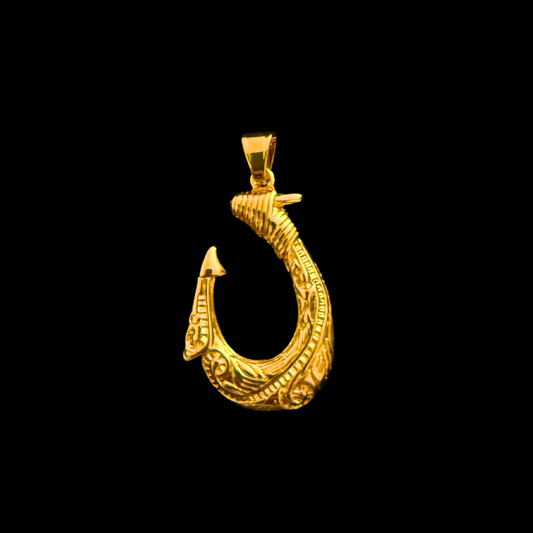14K Gold Fishing Hook Pendant