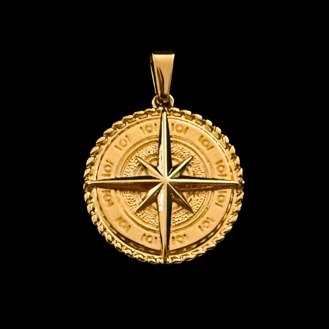 14K Gold Compass Pendant