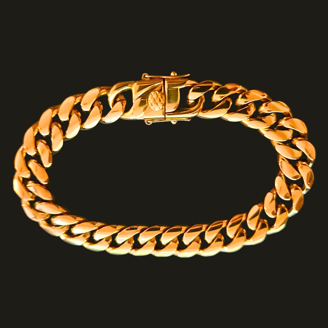 18K Gold Miami Cuban Bracelet with Box Clasp - 12MM