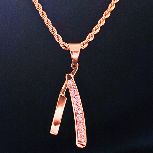 18K gold Iced Razor Pendant