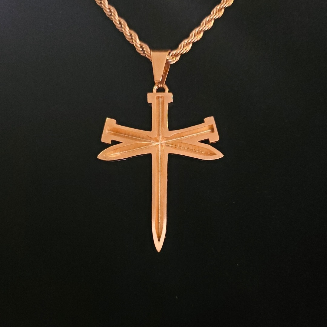 18K Gold Iced Out Crucifix Pendant