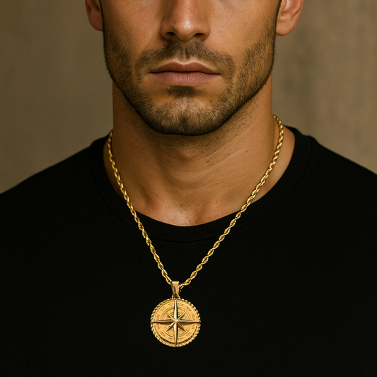 14K Gold Compass Pendant